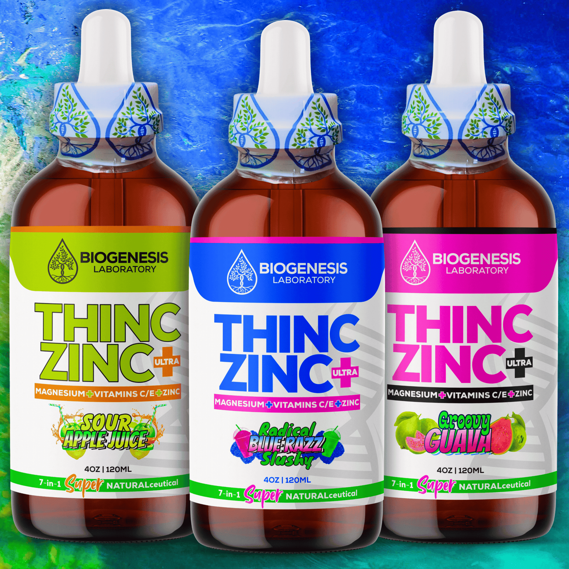 ThincZinc+ ULTRA | 7 - in - 1 Organic Chelated Zinc, Magnesium, Camu Vitamin - C, and Vitamin - E in MCT & Black Currant Berry Oil, 4oz | 120ml - BioGenesis Laboratory