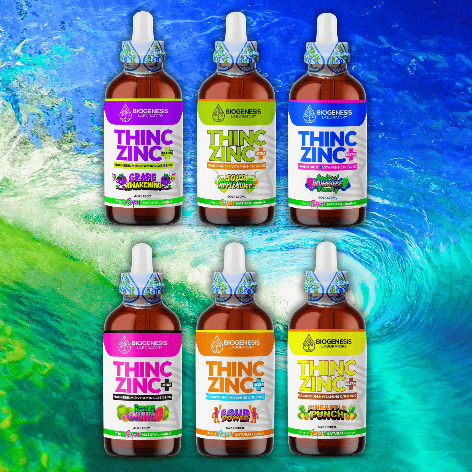 ThincZinc+ ULTRA | 7 - in - 1 Organic Chelated Zinc, Magnesium, Camu Vitamin - C, and Vitamin - E in MCT & Black Currant Berry Oil, 4oz | 120ml - BioGenesis Laboratory