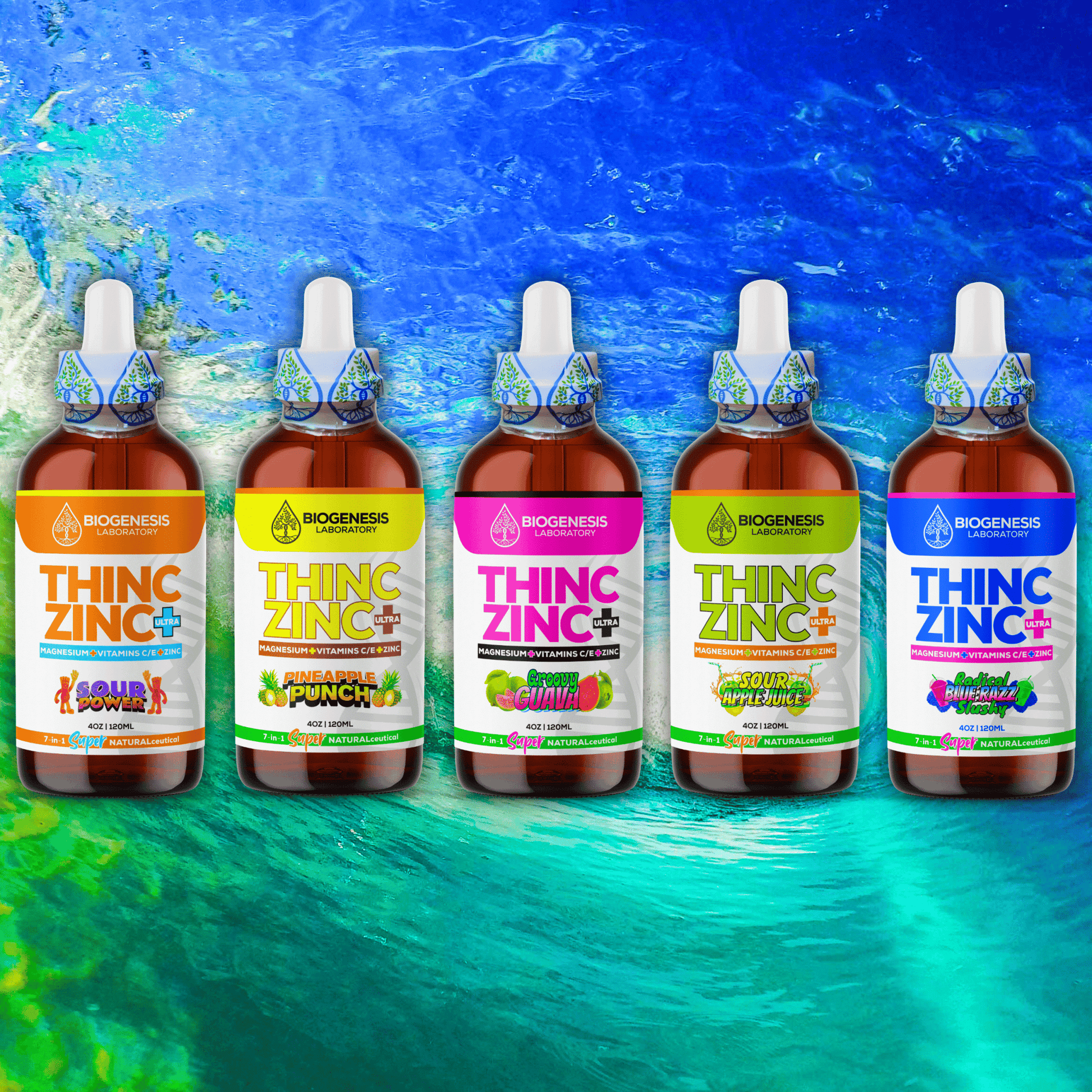 ThincZinc+ ULTRA | 7 - in - 1 Organic Chelated Zinc, Magnesium, Camu Vitamin - C, and Vitamin - E in MCT & Black Currant Berry Oil, 4oz | 120ml - BioGenesis Laboratory