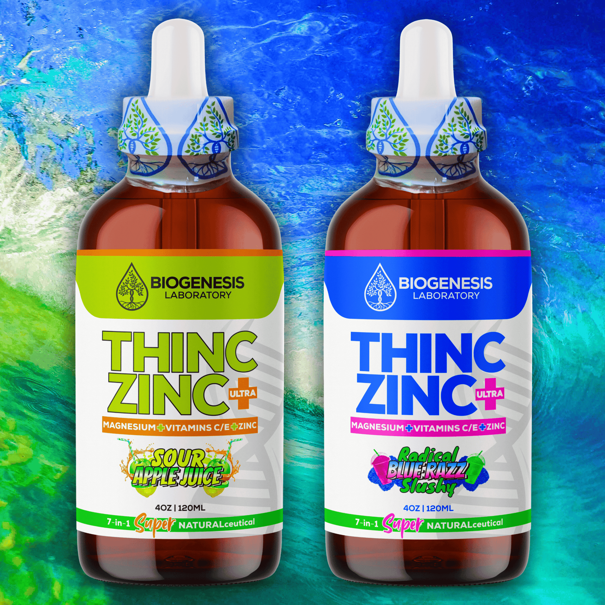 ThincZinc+ ULTRA | 7 - in - 1 Organic Chelated Zinc, Magnesium, Camu Vitamin - C, and Vitamin - E in MCT & Black Currant Berry Oil, 4oz | 120ml - BioGenesis Laboratory