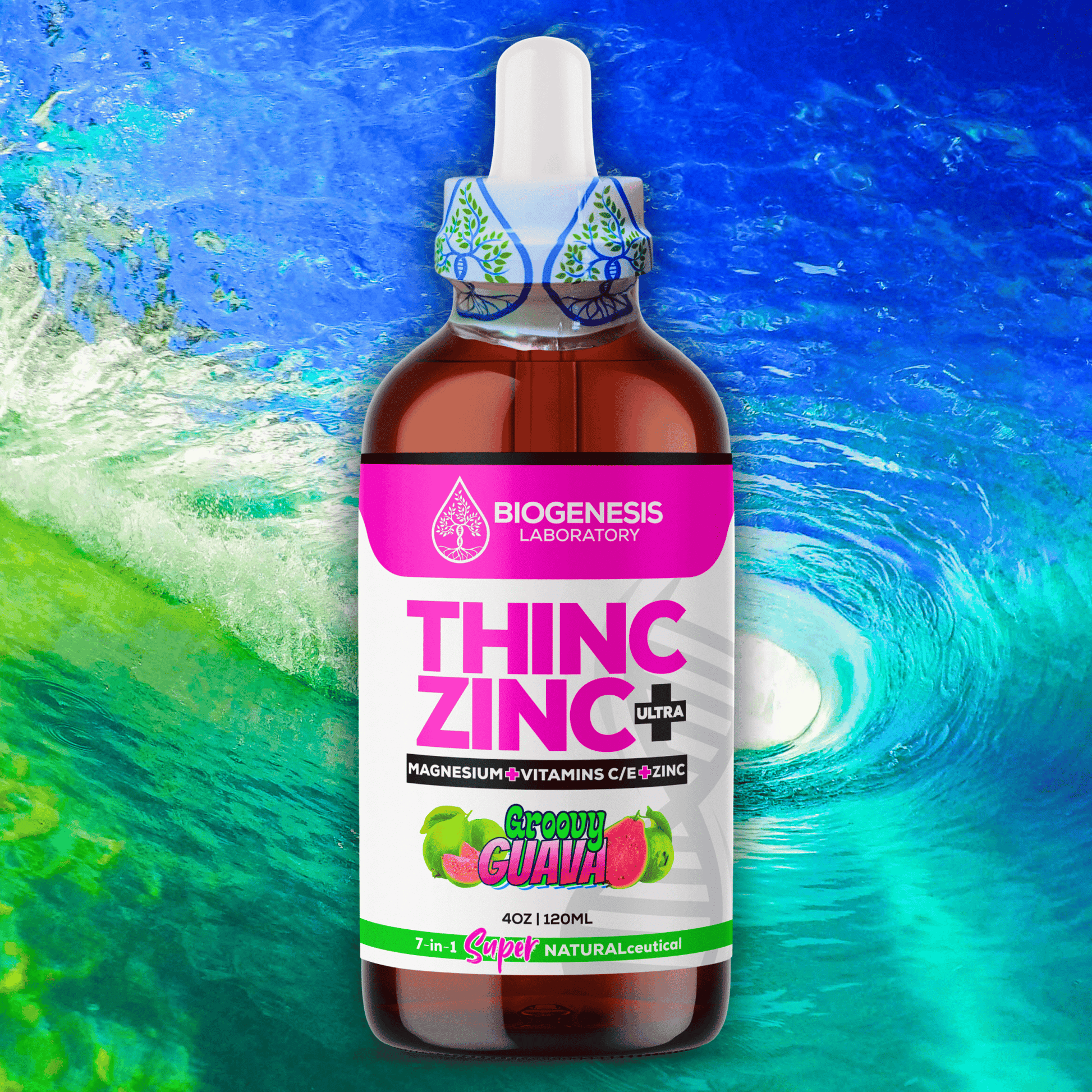 ThincZinc+ ULTRA | 7 - in - 1 Organic Chelated Zinc, Magnesium, Camu Vitamin - C, and Vitamin - E in MCT & Black Currant Berry Oil, 4oz | 120ml - BioGenesis Laboratory