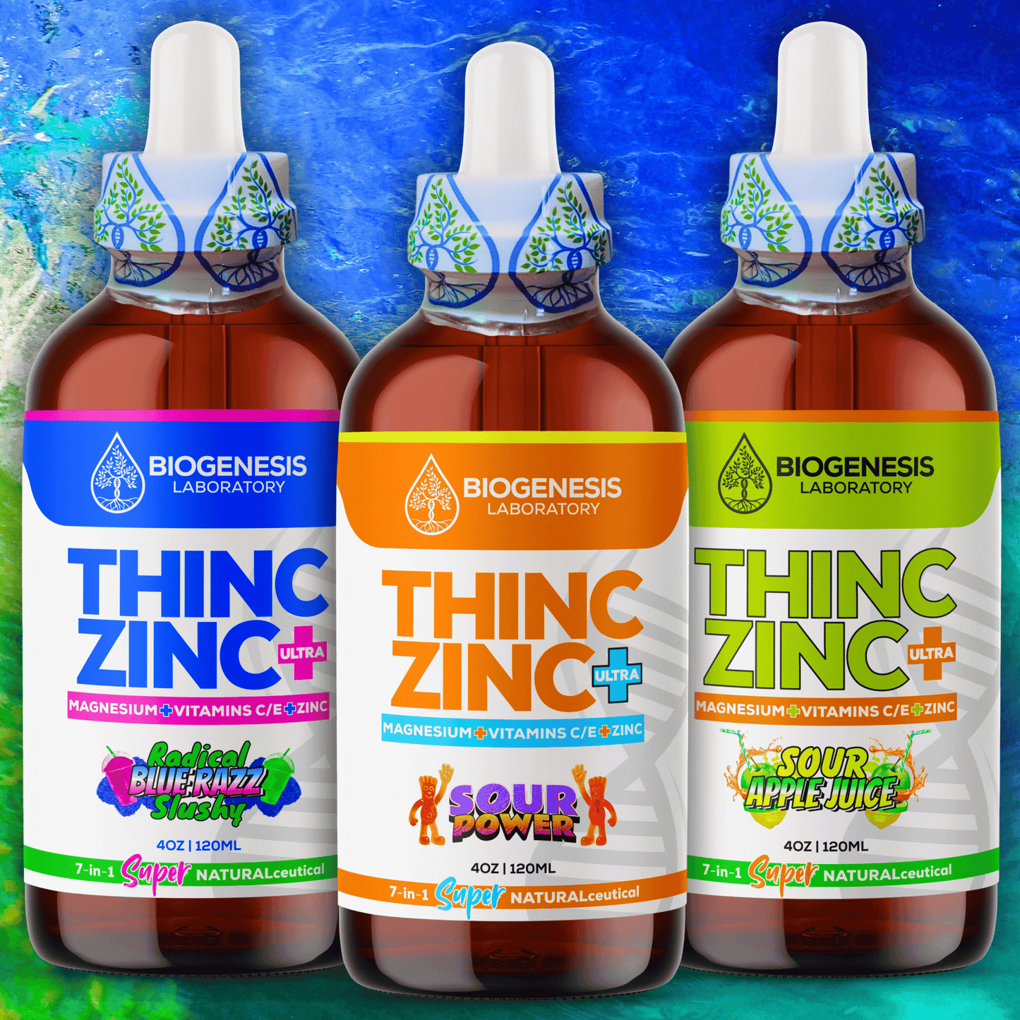 ThincZinc+ ULTRA | 7 - in - 1 Organic Chelated Zinc, Magnesium, Camu Vitamin - C, and Vitamin - E in MCT & Black Currant Berry Oil, 4oz | 120ml - BioGenesis Laboratory