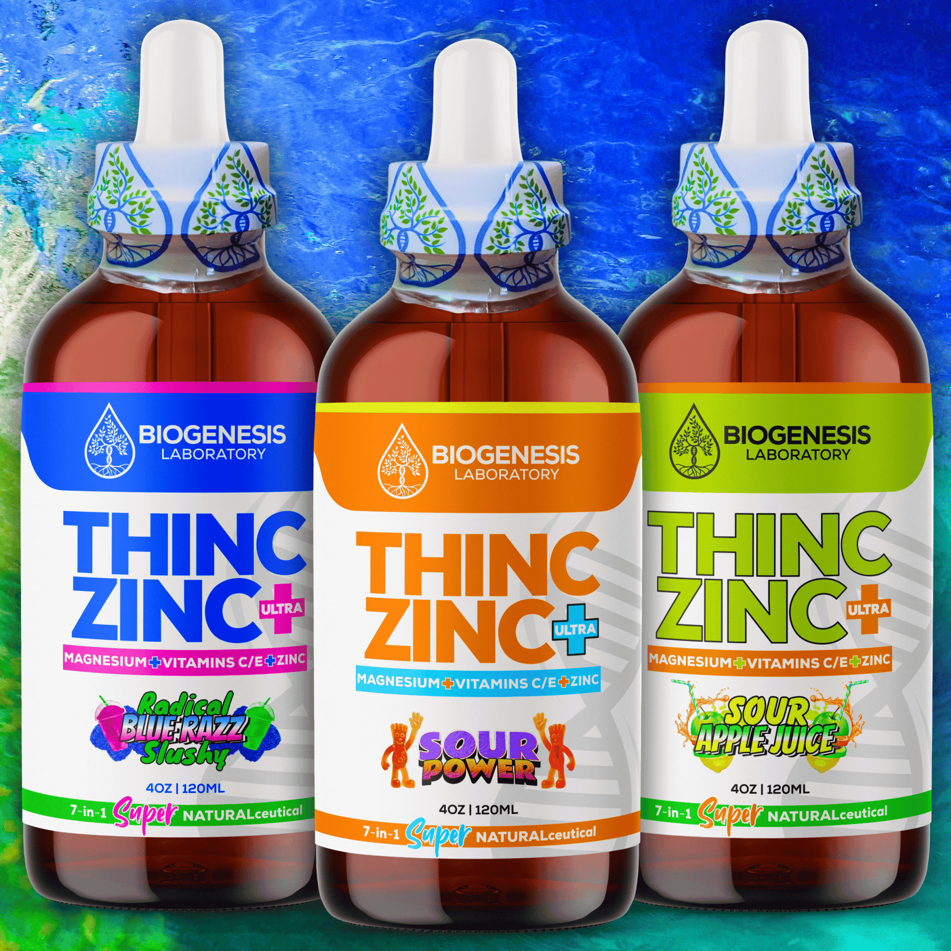 ThincZinc+ ULTRA | 7 - in - 1 Organic Chelated Zinc, Magnesium, Camu Vitamin - C, and Vitamin - E in MCT & Black Currant Berry Oil, 4oz | 120ml - BioGenesis Laboratory