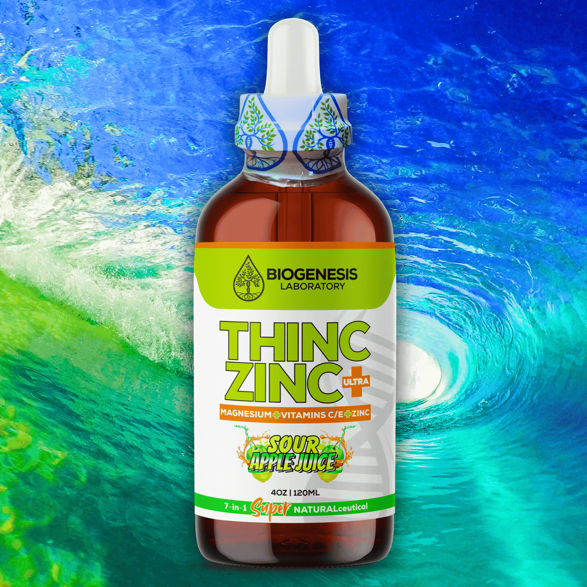 ThincZinc+ ULTRA | 7 - in - 1 Organic Chelated Zinc, Magnesium, Camu Vitamin - C, and Vitamin - E in MCT & Black Currant Berry Oil, 4oz | 120ml - BioGenesis Laboratory