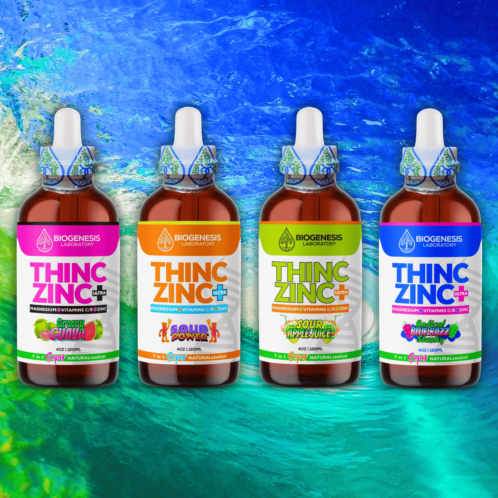 ThincZinc+ ULTRA | 7 - in - 1 Organic Chelated Zinc, Magnesium, Camu Vitamin - C, and Vitamin - E in MCT & Black Currant Berry Oil, 4oz | 120ml - BioGenesis Laboratory