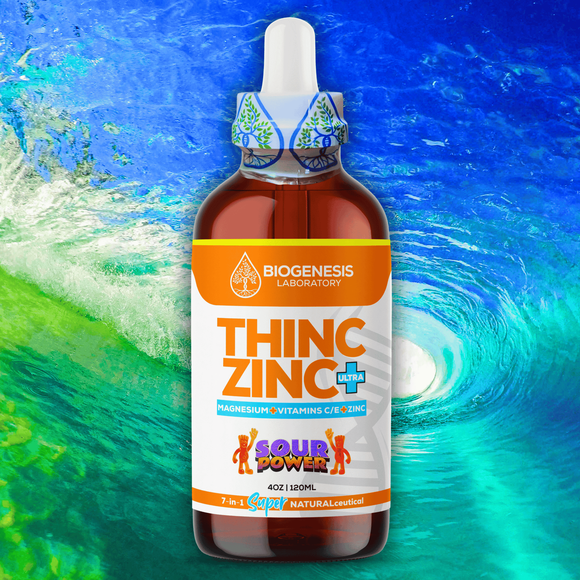 ThincZinc+ ULTRA | 7 - in - 1 Organic Chelated Zinc, Magnesium, Camu Vitamin - C, and Vitamin - E in MCT & Black Currant Berry Oil, 4oz | 120ml - BioGenesis Laboratory