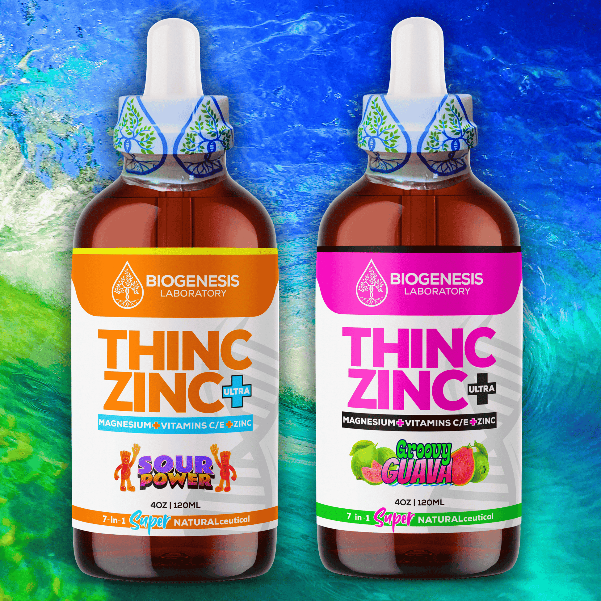 ThincZinc+ ULTRA | 7 - in - 1 Organic Chelated Zinc, Magnesium, Camu Vitamin - C, and Vitamin - E in MCT & Black Currant Berry Oil, 4oz | 120ml - BioGenesis Laboratory