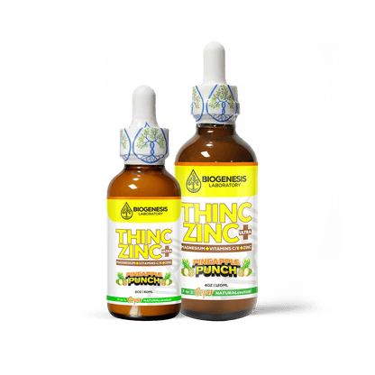 ThincZinc+ ULTRA | 7 - in - 1 Organic Chelated Zinc, Magnesium, Camu Vitamin - C, and Vitamin - E in MCT & Black Currant Berry Oil | 4oz, 120mL - BioGenesis Laboratory