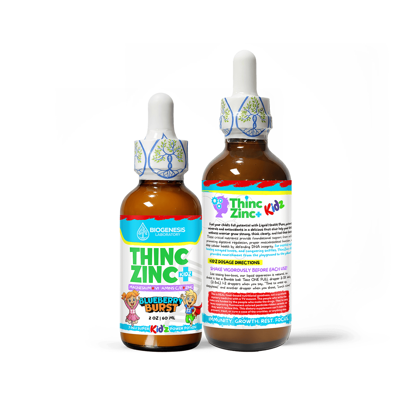 ThincZinc+ ULTRA | 7 - in - 1 Organic Chelated Zinc, Magnesium, Camu Vitamin - C, and Vitamin - E in MCT & Black Currant Berry Oil | 4oz, 120mL - BioGenesis Laboratory