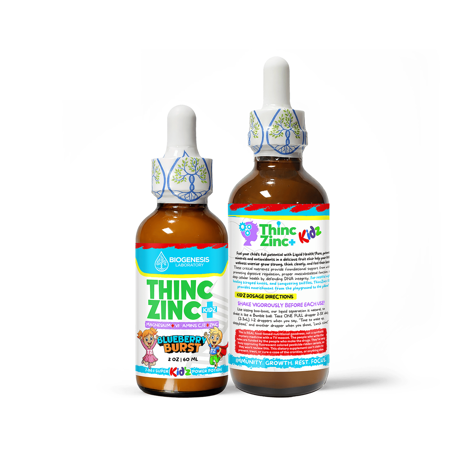ThincZinc+ ULTRA | 7 - in - 1 Organic Chelated Zinc, Magnesium, Camu Vitamin - C, and Vitamin - E in MCT & Black Currant Berry Oil | 4oz, 120mL - BioGenesis Laboratory