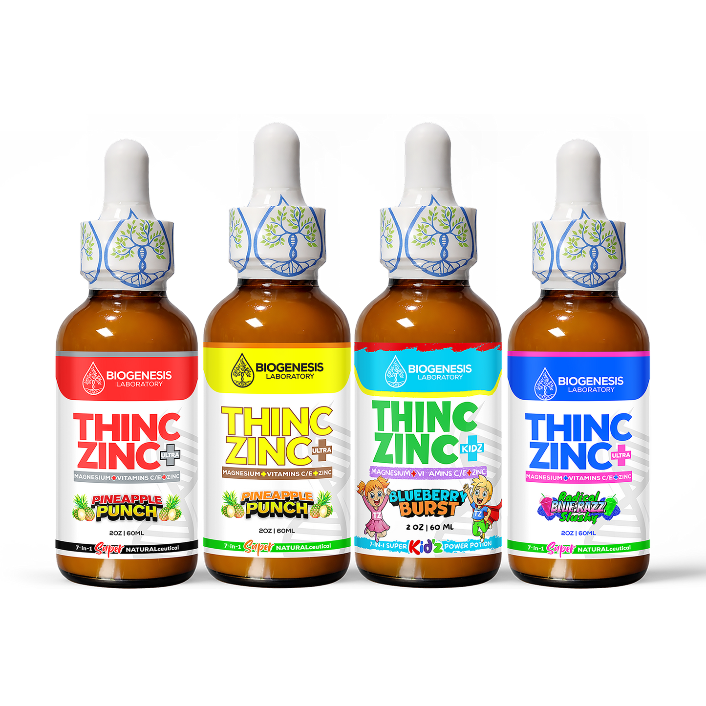 ThincZinc+ ULTRA | 7 - in - 1 Organic Chelated Zinc, Magnesium, Camu Vitamin - C, and Vitamin - E in MCT & Black Currant Berry Oil | 4oz, 120mL - BioGenesis Laboratory
