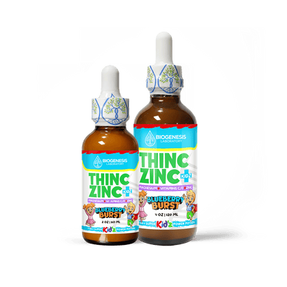 ThincZinc+ ULTRA | 7 - in - 1 Organic Chelated Zinc, Magnesium, Camu Vitamin - C, and Vitamin - E in MCT & Black Currant Berry Oil | 4oz, 120mL - BioGenesis Laboratory