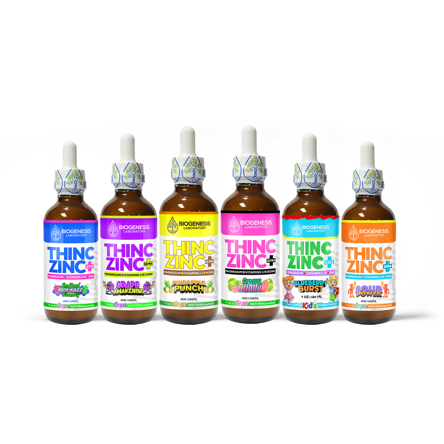 ThincZinc+ ULTRA | 7 - in - 1 Organic Chelated Zinc, Magnesium, Camu Vitamin - C, and Vitamin - E in MCT & Black Currant Berry Oil | 4oz, 120mL - BioGenesis Laboratory