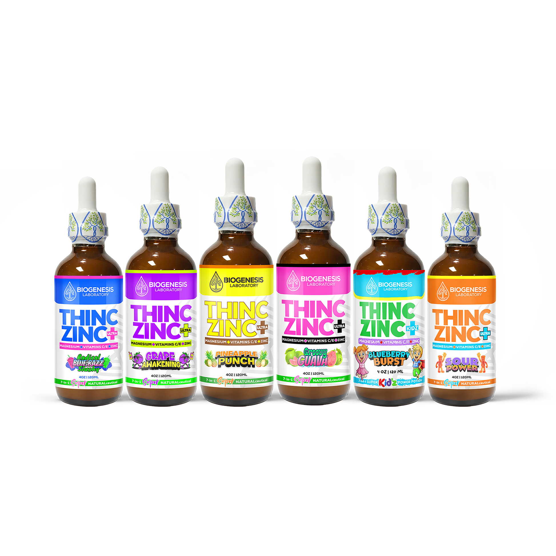 ThincZinc+ ULTRA | 7 - in - 1 Organic Chelated Zinc, Magnesium, Camu Vitamin - C, and Vitamin - E in MCT & Black Currant Berry Oil | 4oz, 120mL - BioGenesis Laboratory